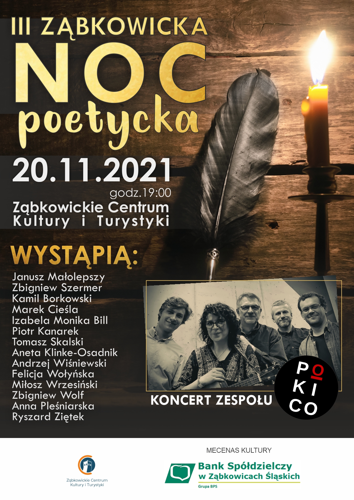 III Ząbkowicka NOC poetycka 20.11.2021r, godz 19:00