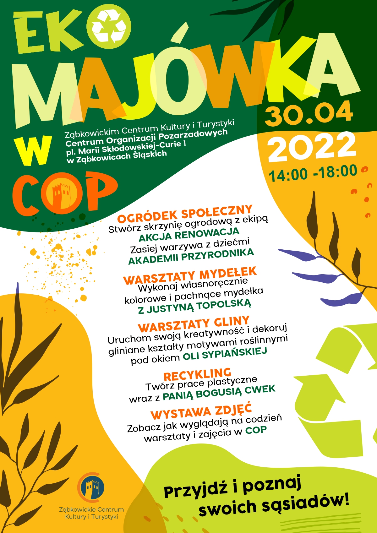 plakat eko majówka w centrum organizacji pozarządowych 30 kwietnia 2022 od godziny 14 do 18