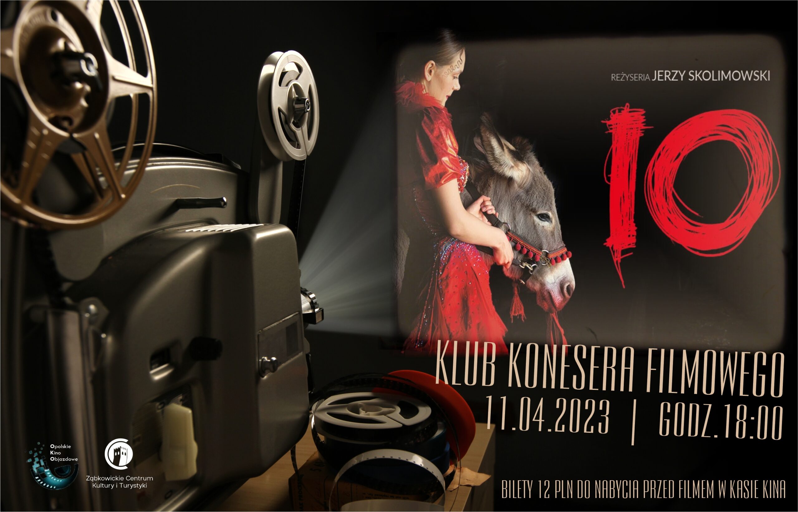 Plakat o seansie filmu "IO" 11.04.2023 o godz. 18:00 w kinie Ząbkowickiego Centrum Kultury i Turystyki.
