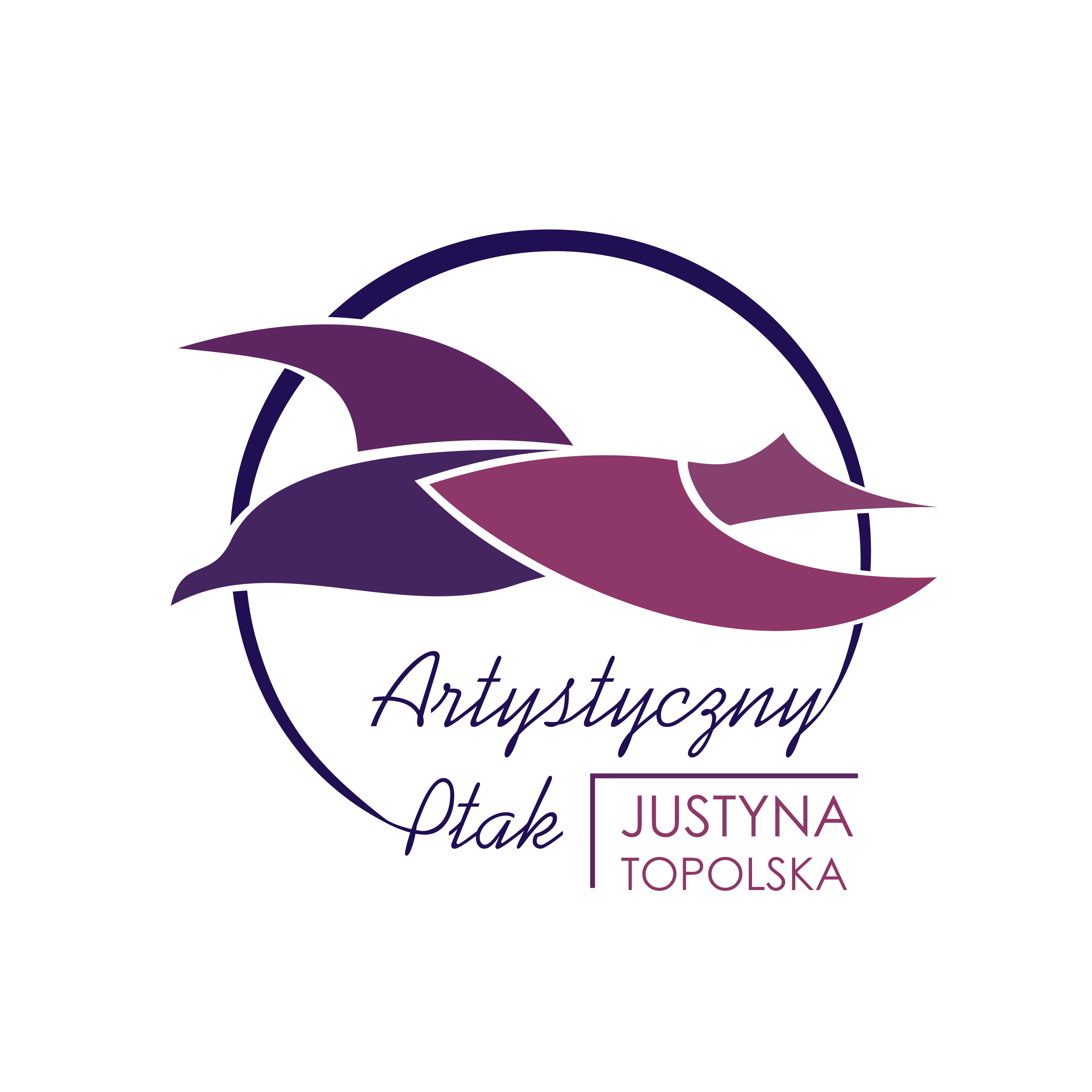Logo Artystyczny Ptak Justyna Topolska przedstawiające fioletowego ptaka